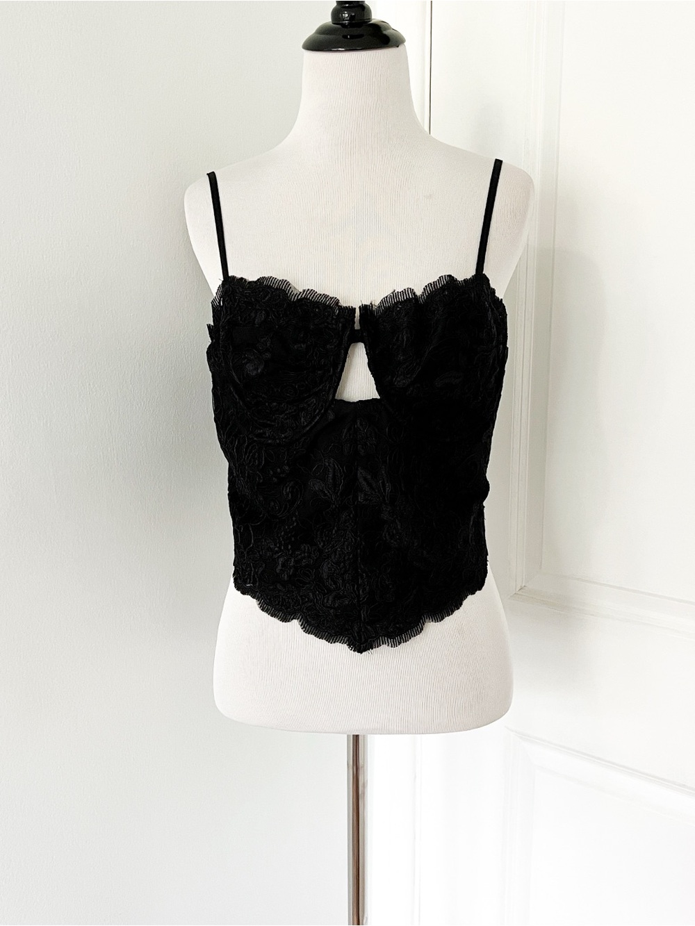 Express Black Lace Bustier Crop Top - Size 10